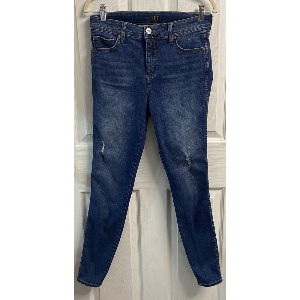 Kut From The Kloth Womens Toothpick Skinny High Rise Jeans Distressed Sz. 6
